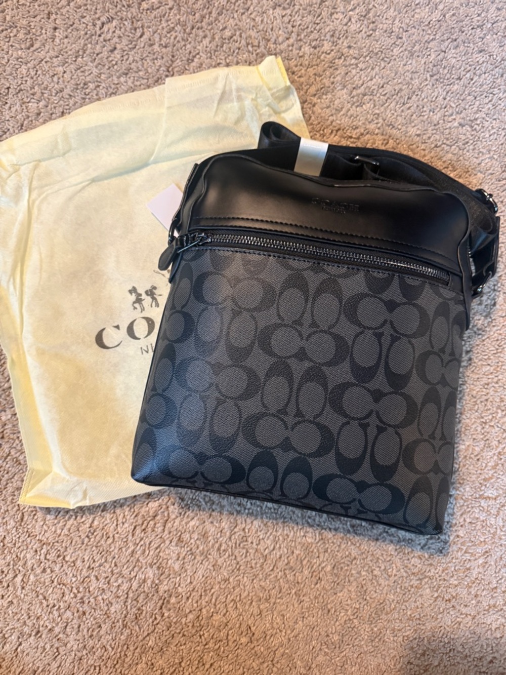 Coach Men's Charcoal/Black Signature Messenger Bag